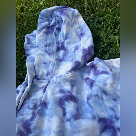 Athleta G!RL Hoodie Tie-Dye Hooded Sweatshirt Girls XL 14 Purple Blue White - Picture 14 of 16